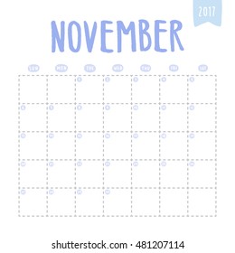 November 2017 schedule. Printable. Vector EPS10