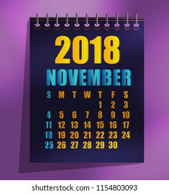 November 2018 calendar template