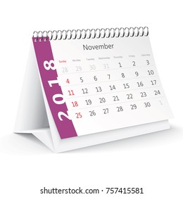 November 2018 desk calendar - vector illustration