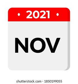 November 2021 calendar icon, vector.