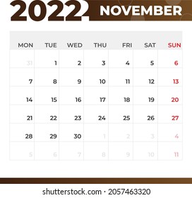 November 2022 calendar template design
