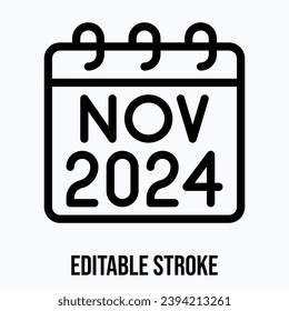 Calendario de vectores de noviembre de 2024.
