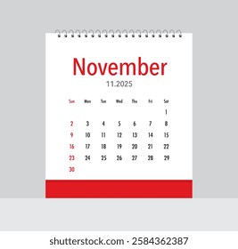 November 2025 Calendar. Date month of November 2025. Page of annual monthly calendar November 2025.