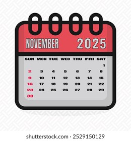 November 2025 Calendar Icon with Highlighted Dates
