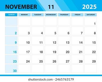 November 2025 template, Calendar 2025 template vector, planner monthly design, Desk calendar 2025, Wall calendar design, Minimal style, advertisement, poster, printing media, green background concept