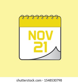 November 21 Calendar day vector design