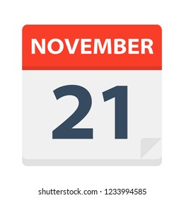 November 21 - Calendar Icon - Vector Illustration