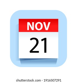 November 21. Calendar Icon. Vector Illustration.