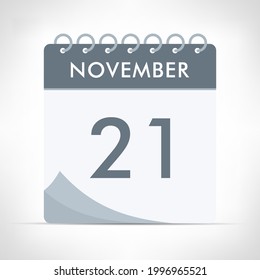 21. November - Kalendersymbol - Vektorgrafik. Graukalender.