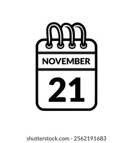 November 21 Calendar icon vector illustration.