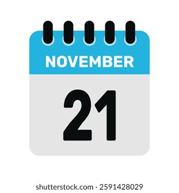 november 21 calendar icon Vector page month design
