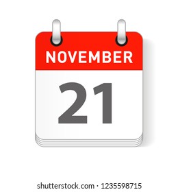 November 21 date visible on a page a day organizer calendar