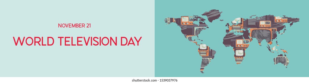 November 21 is world television day. Vector illustration in retro style.