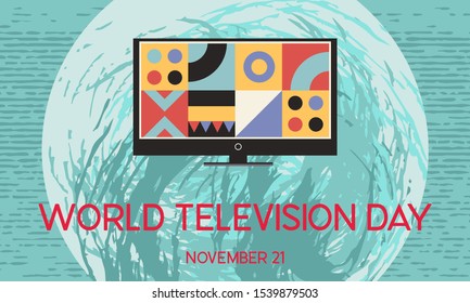 November 21 is world television day. Vector illustration in retro style.