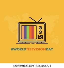 November 21 is world television day. Vector illustration in retro style.