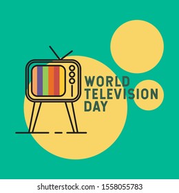 November 21 is world television day. Vector illustration in retro style.