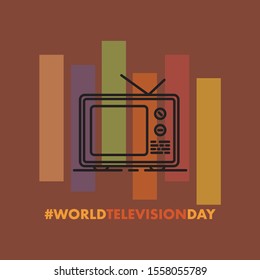 November 21 is world television day. Vector illustration in retro style.