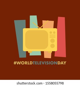 November 21 is world television day. Vector illustration in retro style.