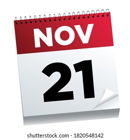 21 de noviembre en una página del calendario - ilustrado. 