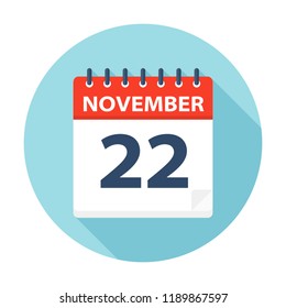 November 22 - Calendar Icon - Vector Illustration