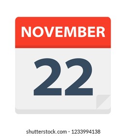 November 22 - Calendar Icon - Vector Illustration