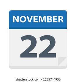 November 22 - Calendar Icon - Vector Illustration