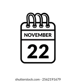 November 22 Calendar icon vector illustration.