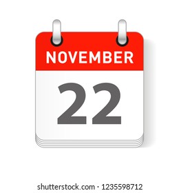 November 22 date visible on a page a day organizer calendar