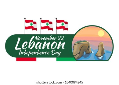 November 22, happy independence day of Lebanon Vector Illustration. Suitable for greeting card, poster and banner.