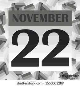 November 22  icon. For planning important day. Banner for holidays and special days. November twenty-second icon. Vector Illustration in black and white colors.