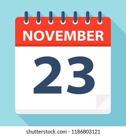 November 23 - Calendar Icon - Vector Illustration