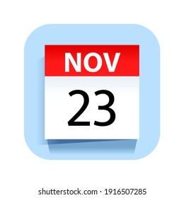 November 23. Calendar Icon. Vector Illustration.