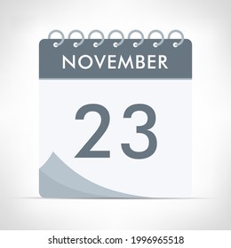 23. November - Kalendersymbol - Vektorgrafik. Graukalender.