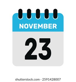 november 23 calendar icon Vector page month design