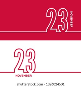 23 de noviembre. Conjunto de banners de plantillas vectoriales para calendario, fecha de evento.