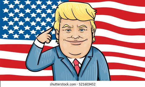 November 24, 2016: Caricature character illustration of Donald Trump