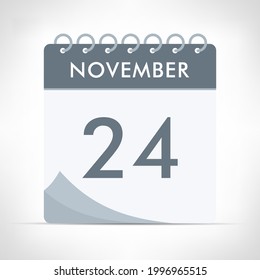 November 24 - Calendar Icon - Vector Illustration. Gray calendar.