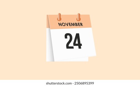 November 24 - calendar and Time planner. Daily Calendar Icon reminder. Vector Illustration.