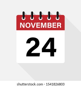 November 24 calendar vector icon