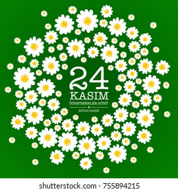 November 24 teachers day card design. ''24 Kasim ogretmenler gunu''
