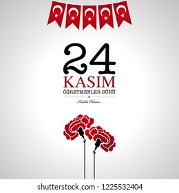 November 24 Turkish teachers day card design. English translation, November 24 Happy teachers day.