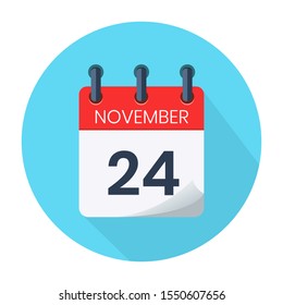 November 24. Vector Daily Calendar icon Date And Month, Day, Season