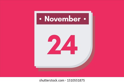 November 24th calendar icon. Day 24 of month. Vector illustration.