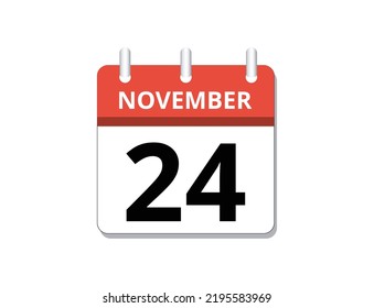 November, 24th calendar icon vector, concept of schedule, business and tasks
