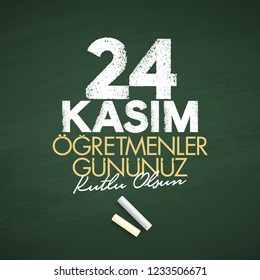 November 24th Turkish Teachers Day, Billboard Design. Turkish flag symbol. Turkish: November 24, Happy Teachers' Day. (TR: 24 Kasim Ogretmenler Gununuz Kutlu Olsun)