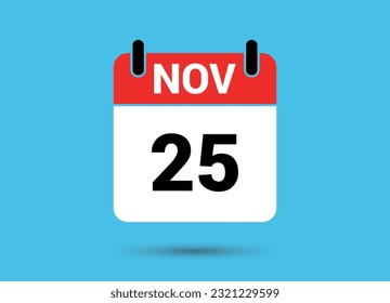 Noviembre 25 Fecha del calendario Icono plano Día 25 Ilustración vectorial