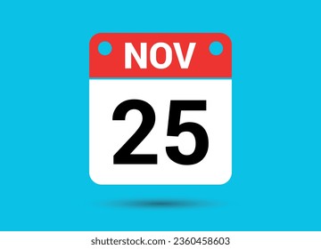 Noviembre 25 Fecha del calendario Icono plano Día 25 Ilustración vectorial