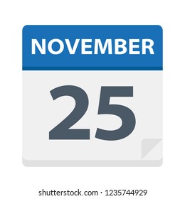 November 25 - Calendar Icon - Vector Illustration