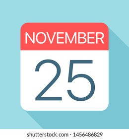 November 25 - Calendar Icon - Vector Illustration