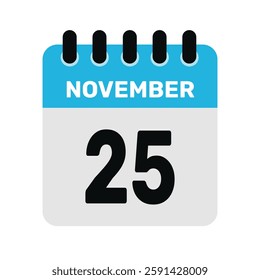 november 25 calendar icon Vector page month design